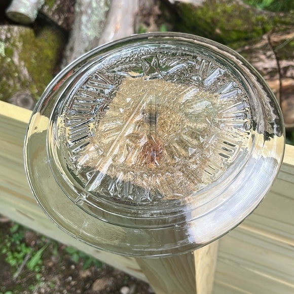 Pressed Clear Glass Round Sundial Design with Roman Numerals Small Cheese Plate - Picture 4 of 4
